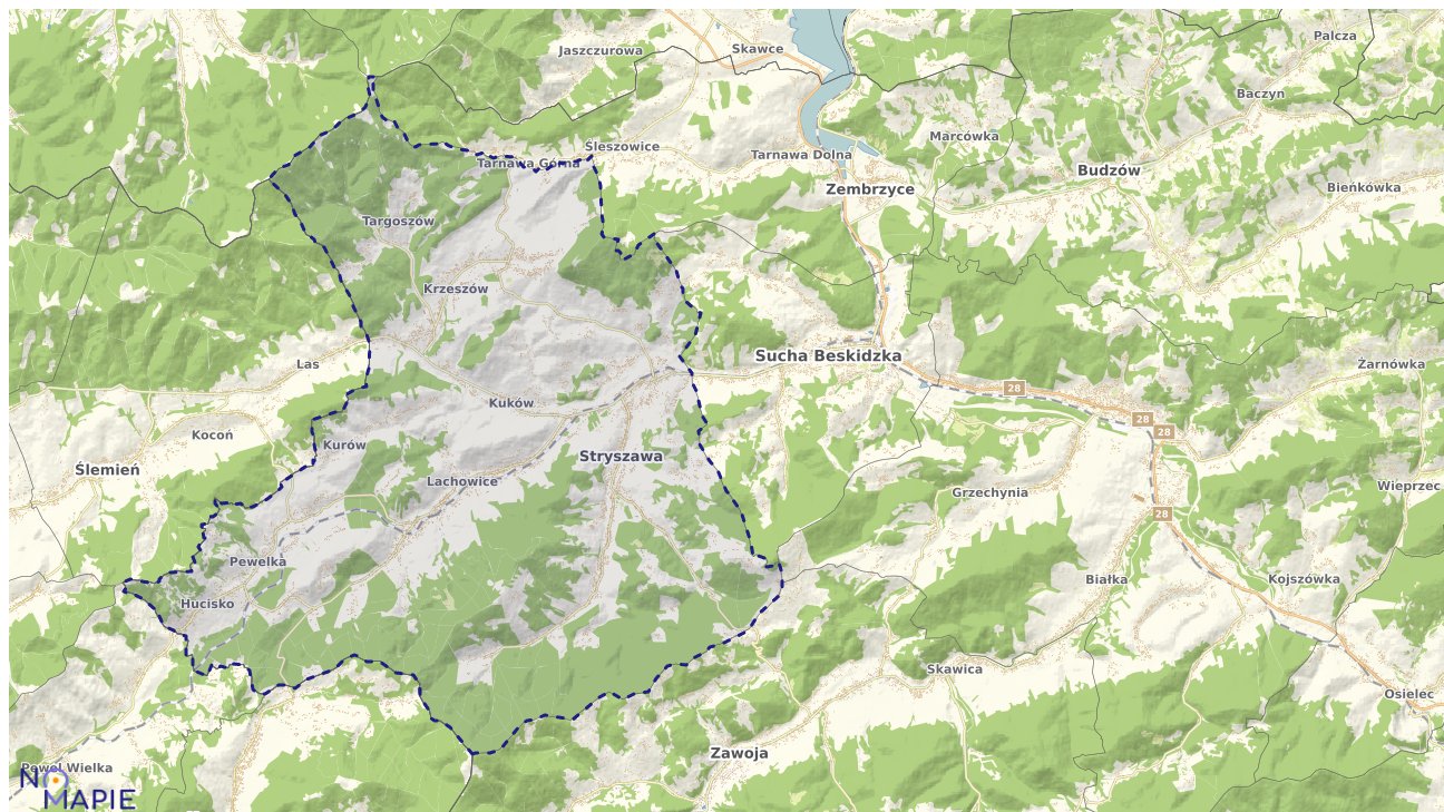 Mapa obszarów ochrony przyrody Stryszawy