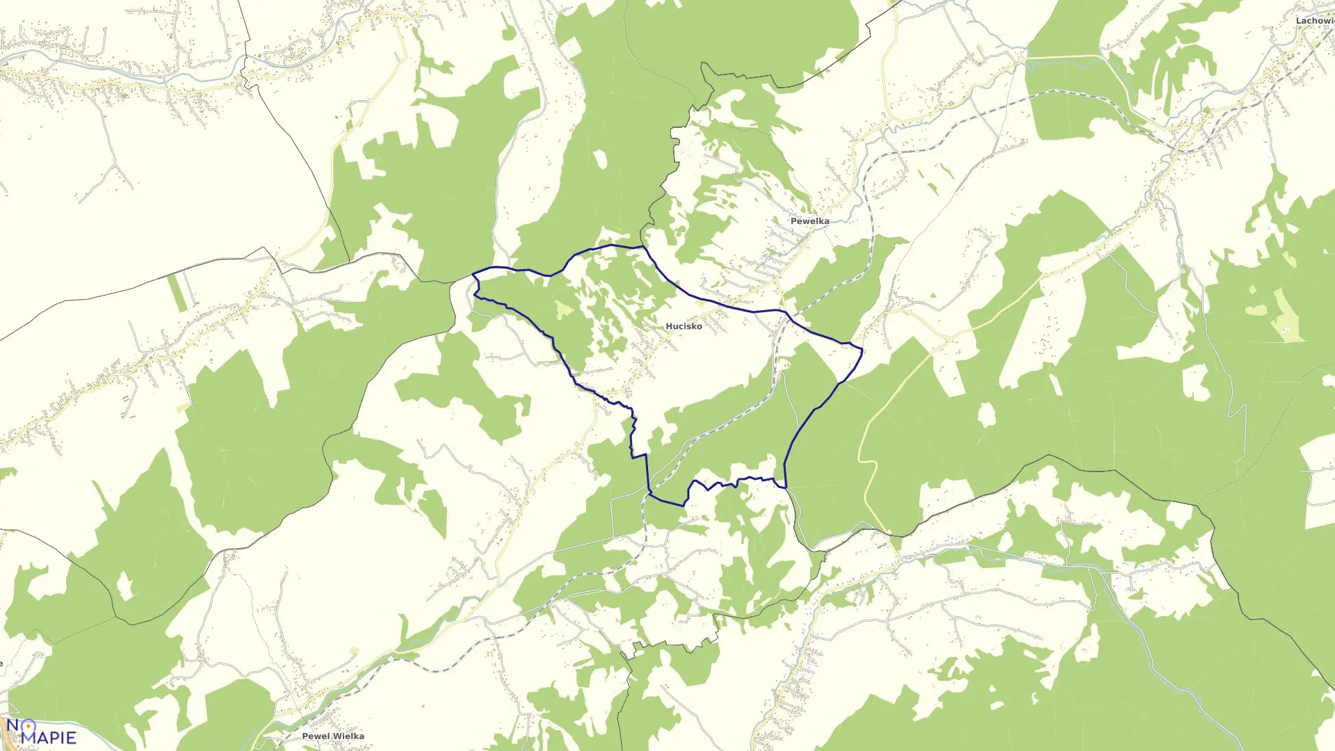 Mapa obrębu Hucisko w gminie Stryszawa