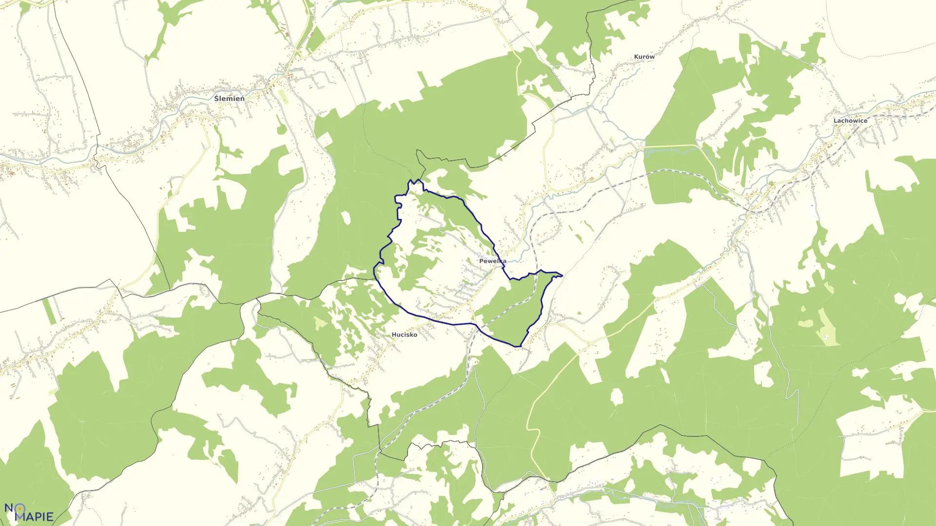 Mapa obrębu Pewelka w gminie Stryszawa